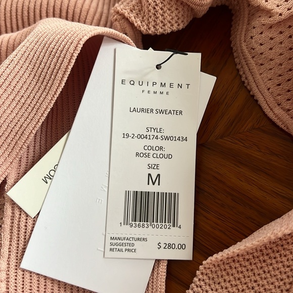 NWT $280 Equipment Laurier Sweater Size M Rose Cloud Knit Fabric Rib - Picture 10 of 10